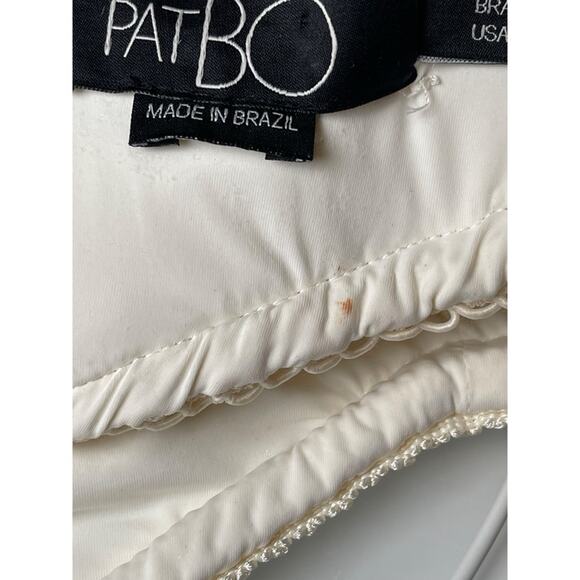 PatBO Fringe Pearl Beaded Crochet Cutout White Beach Maxi Dress Size 2 - Picture 9 of 13